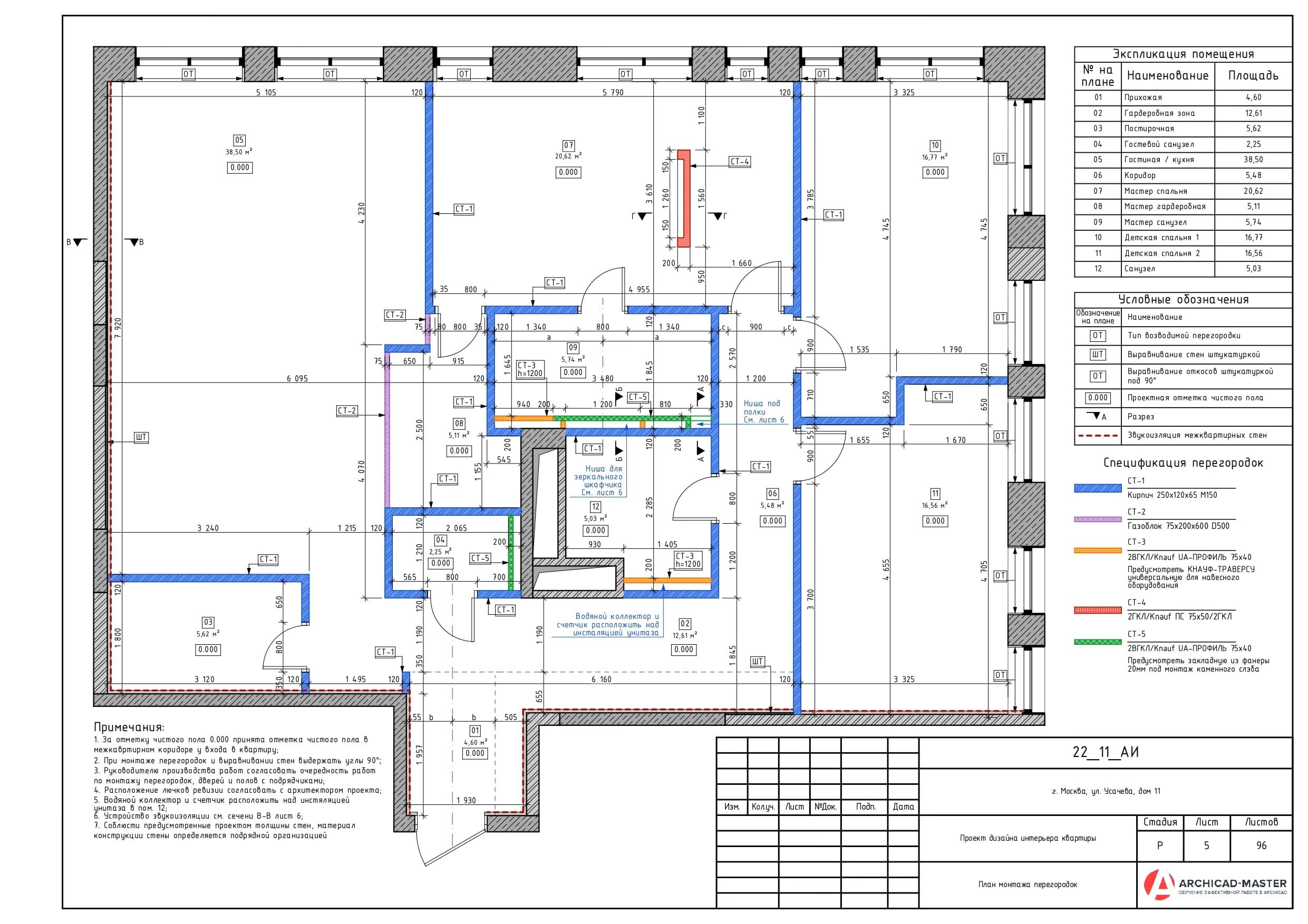 Дизайн-проект в своем BIM-шаблоне ArchiCAD — план после перепланировки